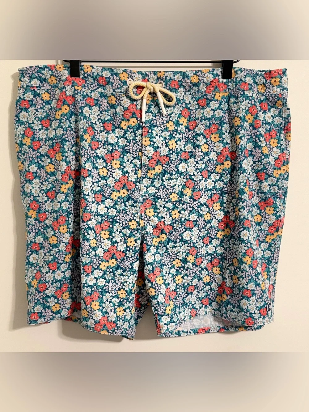 Johnnie-O Mens Swim Trunks XXL Blue Floral Print Board Shorts Mesh Lined Beach